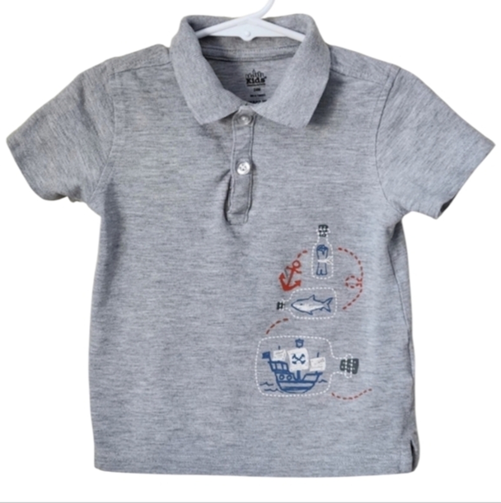 Kids Headquarters Boy Fishing‎ Polo Gray Boys T-shirt Toddlers Gray 24months